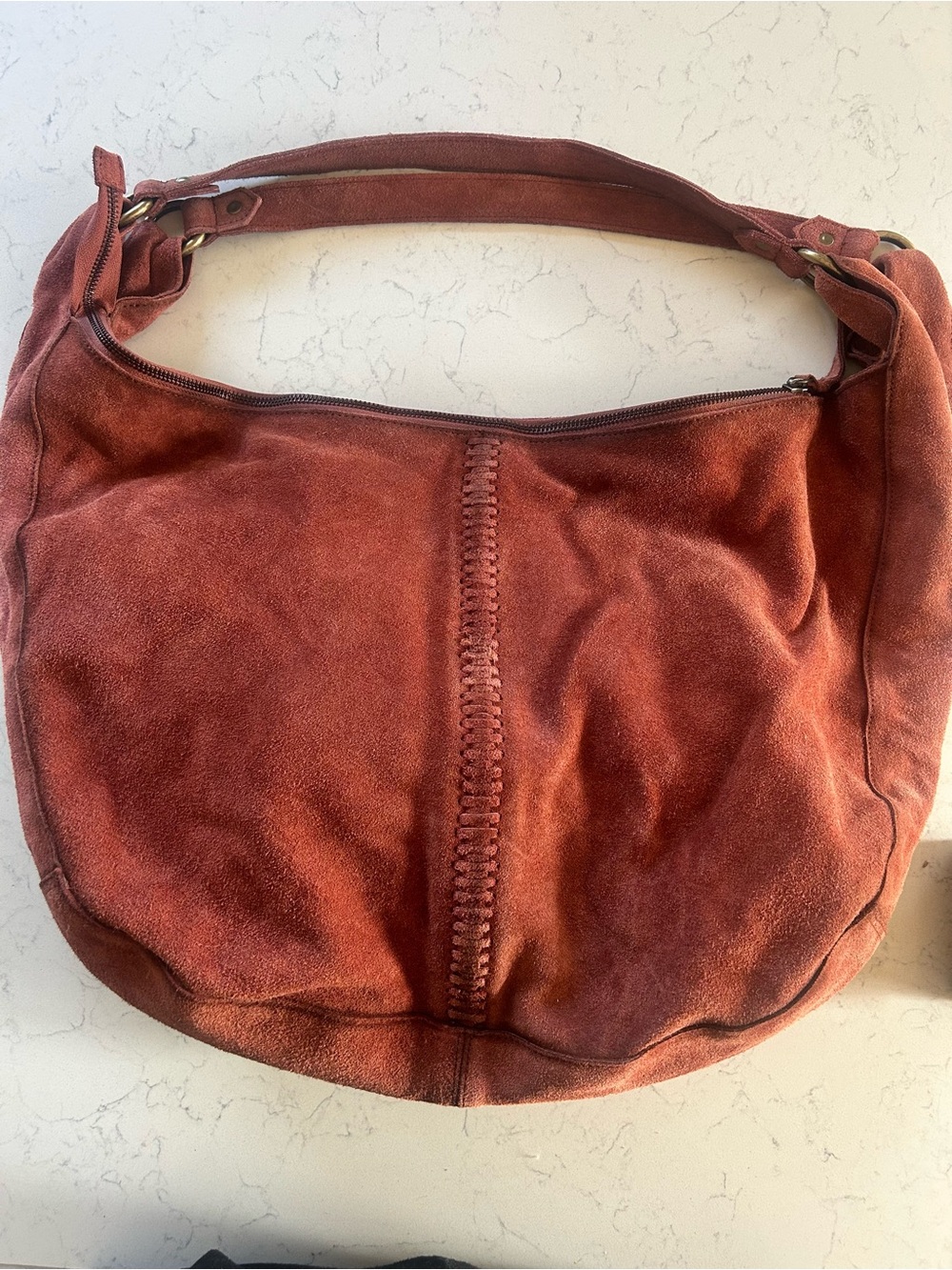 Free People Serengeti Suede Slouchy Hobo Tote in Brick - Picture 7 of 16
